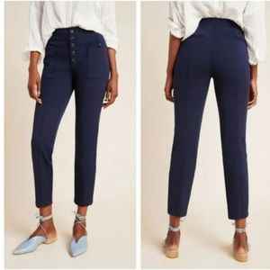 ✨Anthropologie - Navy Bryson Tapered Button Ankle Trousers✨